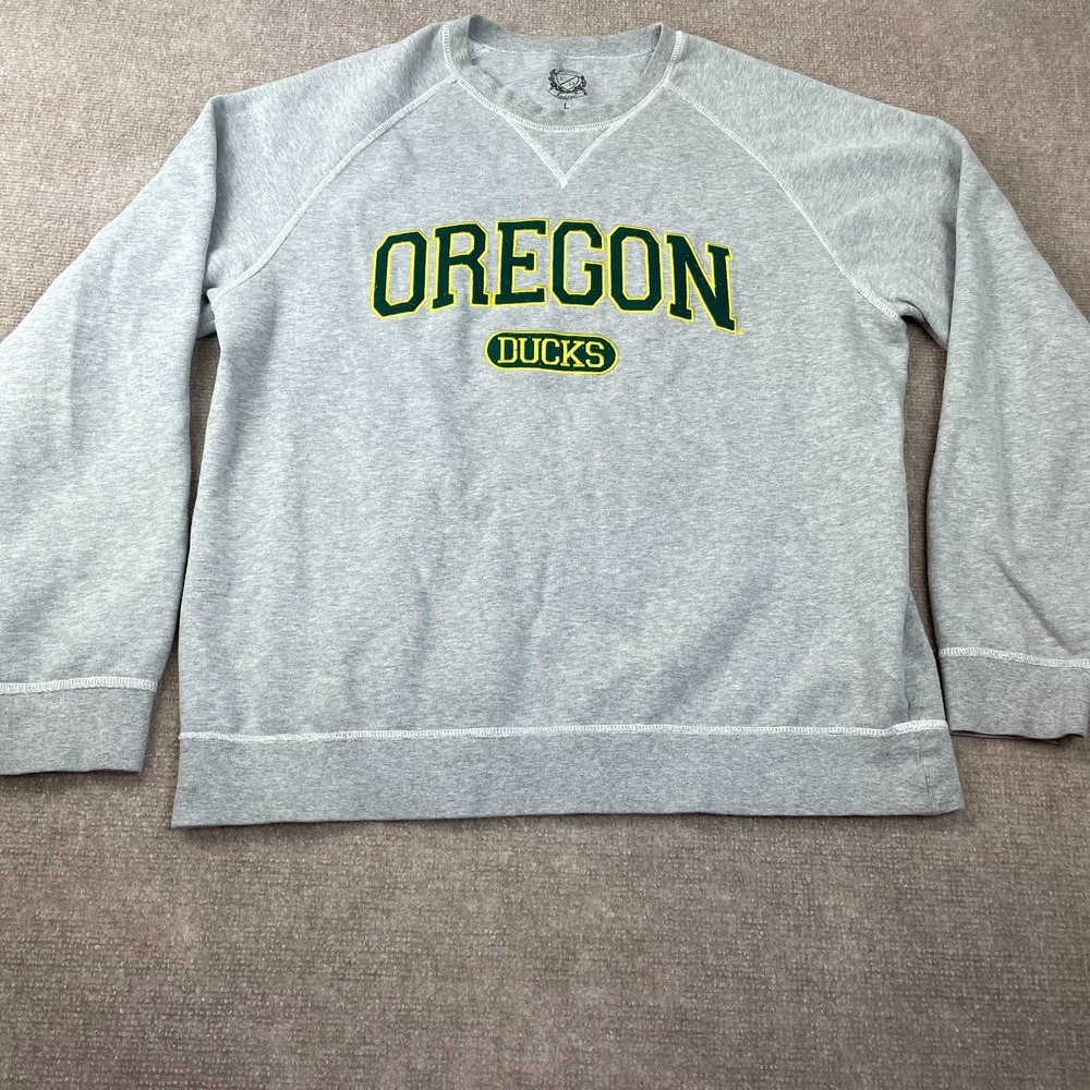 Oregon Ducks Sweatshirt Mens L Gray Campus Drive NCAA Football Sports Pullover
